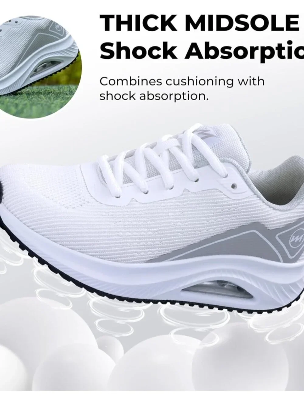 Women's White Arch Support Walking Shoes Plantar Fascistic Sneakers